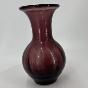 MCM Mid Century Modern BLENKO Glass Heavy Amethyst Purple Vase 7"